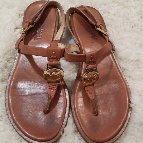 Michael Kors Shoes - Michael Kors MK Logo Leather Thong Sandal Size 6